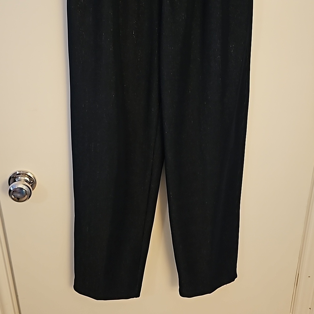 VTG BLAST 1990s Black Metallic Gold Drawstring Elastic High Waist Pants - Picture 7 of 10